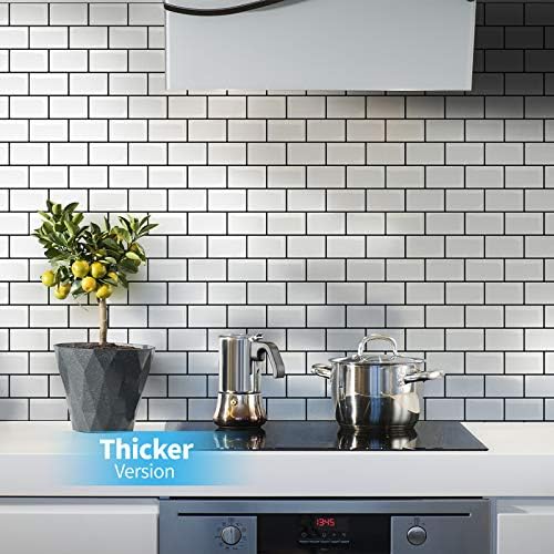 Art3d 10-Pack Subway Tiles Peel and Stick Backsplash, White, 12 x 12 Inch - Image 4