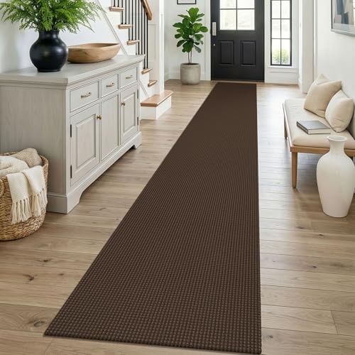 KOZYFLY Braided 2x16 Runners Rugs for Hallway, Extra Long Washable Runner Rug, Woven Non Slip Kitchen Runner, Cotton Entryway Rug, Floor Carpet for Entry, Aisle, Hall, Brown/Dark Brown by KOZYFLY