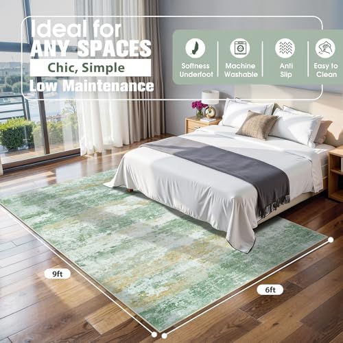 Aelenmu 6x9 Area Rugs for Living Room Washable Bedroom Dining Room Green - Image 2