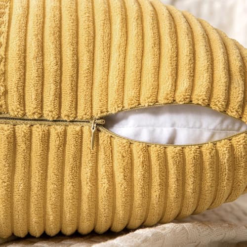 MIULEE Golden Mustard Decorative Throw Pillow Covers for Couch 16x16 Inch - Image 3