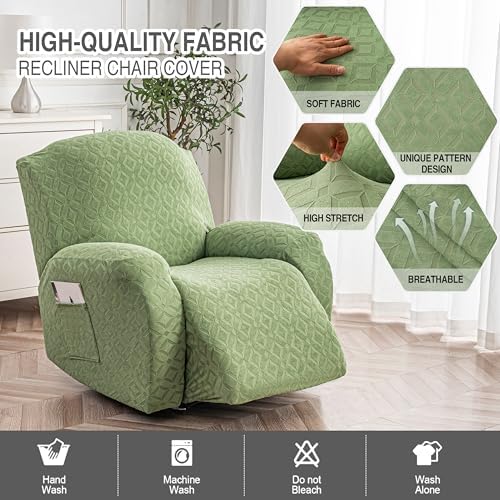 Genina Waterproof Recliner Chair Cover,1 Seat Couch Cover,Matcha Green - Image 4