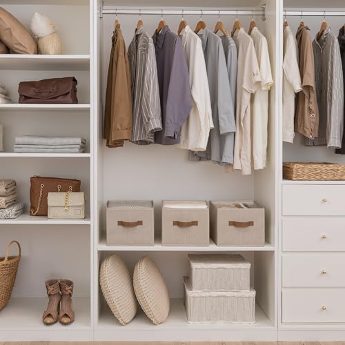 StorageWorks Closet Storage Bins, Brown & Beige, Large, 3-Pack - Image 2