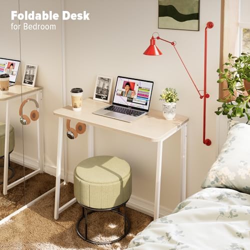 WOHOMO Folding Desk, 31.5" Foldable Computer Table for Small Spaces, Oak - Image 6