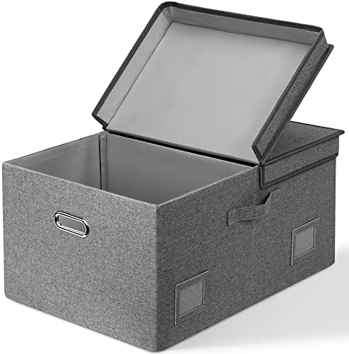 Graciadeco 75 Quarts Extra Large Decorative Storage Bins with Lids, 1 Pack Gray Collapsible Storage Bins with Lids, Stackable Storage Bins Decorative Box Storage With Lid Extra Large by GraciadecoStorage