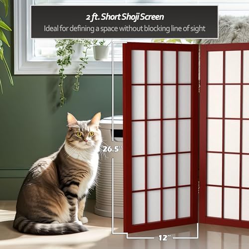 2 ft. Short Desktop Window Pane Shoji Screen - Rosewood - 6 Panels - Image 6