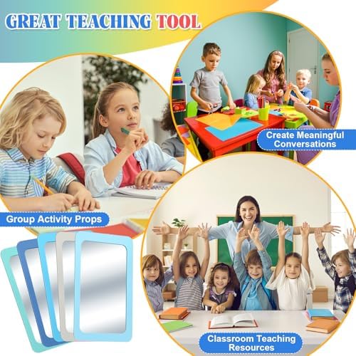 Dandat 30 Pcs 6x4 Shatter Proof Unbreakable Kids Mirrors, Gray Blue - Image 4