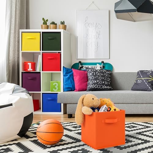 Stero Fabric Storage Bins 6 Pack Fun Colored Durable Storage Cubes with Fabric Handles Foldable Cube Baskets for Home, Kids Room, Closet and Toys Organization Multi Colors-2 - Image 5