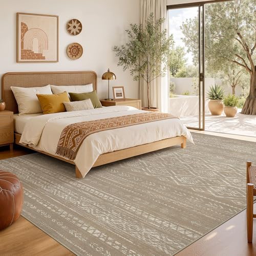 Nakagishi Area Rug Living Room Rugs: 5x7 Large Soft Machine Washable Boho Moroccan FarmNeutral Stain Resistant Indoor Floor Carpet for Bedroom Under Dining Table Home Office Decor-Dark Brown - Image 6