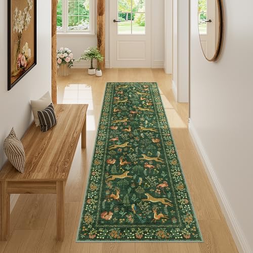 DUKINO 2x7 Runner Rug for Hallway, Washable Kitchen Rugs Non Slip, Green - Image 5