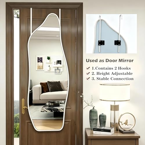 48"x16" Full Length Door Mirror, Dolphin Hanging Mirror, White - Image 3