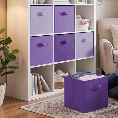 Cupic Cupid 6-Pack 13x13 Storage Cube Bins, Fabric Cubes, Purple Gradient - Image 5