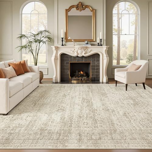 Soalmost Washable Area Rug 8x12 Large Soft Beige Rugs for Living Room - Image 2