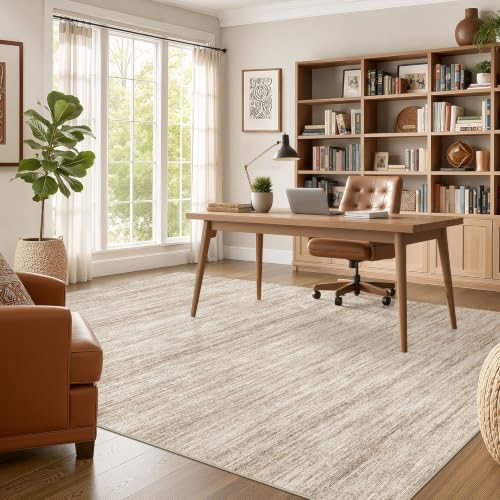 Nakagishi 10X12 Area Rugs Living Room: Washable Large Vintage Rug Neutral Non-Slip Soft Stain Resistant Indoor Carpet for Bedroom Nursery Dining Room Office Playroom - Dark Brown - Image 5