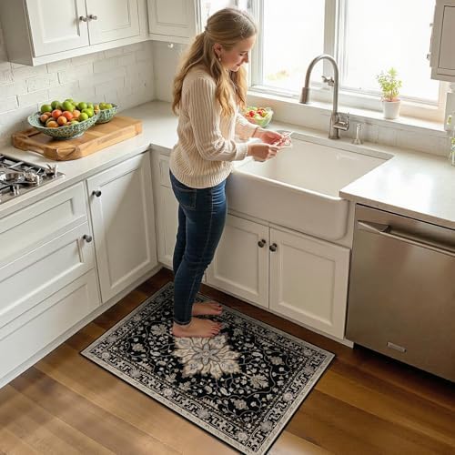 RELEANY Washable Area Rug, Small 2'x3', Black/Neutral - Image 2