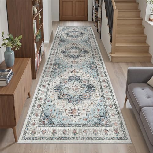 Madane Kitchen Runner 2'6''x8' Soft Rug Runners for Hallways, Blue - Image 4