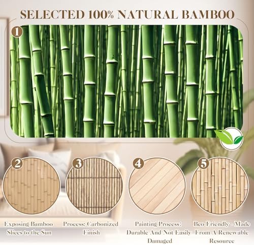 Juexica 3 Pcs Natural Bamboo Wall Panel for Interior Wall 48''x96'' Bamboo Covering Renewable Pole Wainscoting Room Divider Wrap Decor for Bedroom Living Room Kitchen Island Office (Light Carbonized) - Image 3