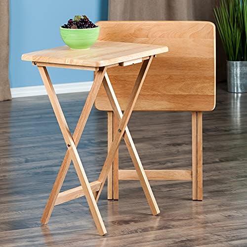 Winsome Alex Set of 2 Foldable Snack Tables, Natural, 26" - Image 2