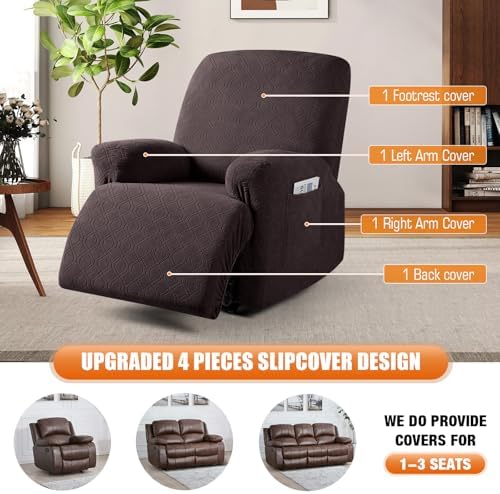 VANSOFY Oversized Stretch Recliner Chair Cover, Chocolate, 1 Seater - Image 7