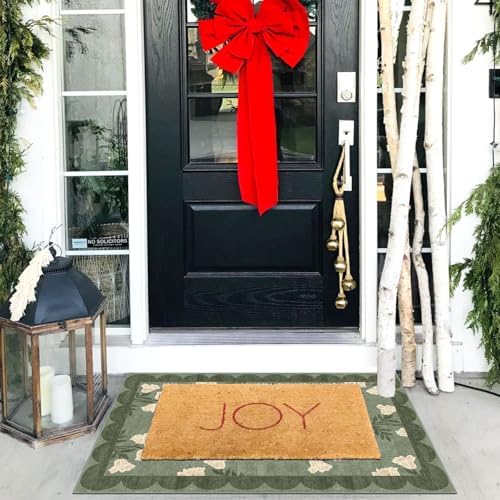 Front Door Mat Outside Entrance - 2x3 Sage Green Floral Entry Rug - Image 5