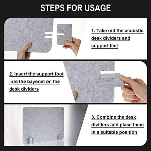 Fabbay 4 Pcs Acoustic Desk Divider Desk Partition for Students 16 x 24 Inch Table Freestanding Privacy Panel Visual Distraction and Noise Reducing for School Classroom Teacher Office (Silver Gray) - Image 6