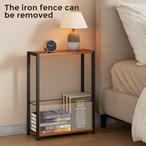 Homleke Narrow Side Table with Magazine Holder, Skinny End Table - Image 7