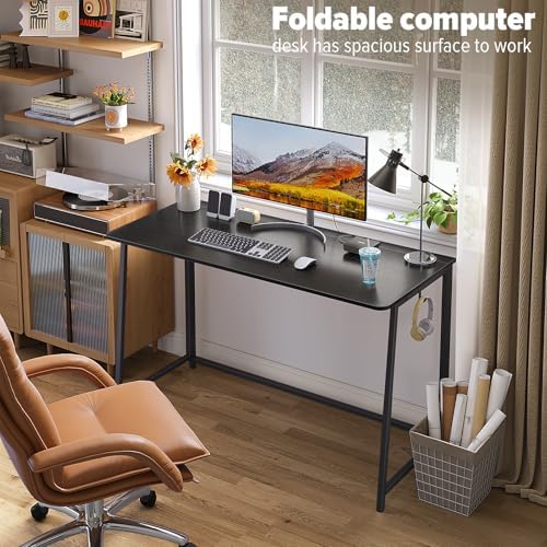 WOHOMO Folding Desk, 47.2" Foldable Computer Table for Small Spaces, Black - Image 3