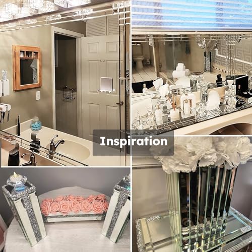 Diflart Mirror Peel and Stick Tile, 1.8 x 11.8 Inch, Beveled Mirror Strip Backsplash Tiles for Kitchen Bathroom Bar Accent Wall, Pack of 5 Sheets (Silver, 1.18x11.8 Inch) - Image 5