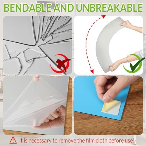 Queekay 20 Pcs Mirror Tiles 12" X 24", 2mm Acrylic Self Adhesive Sheets - Image 5