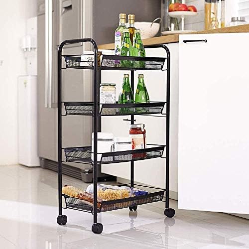 JANE EYRE Rolling Utility Storage Rack Cart on Wheels, Trolley Carft cart, Multi-Purpose Organizer Shelf (Black, 4 Tier)… - Image 3