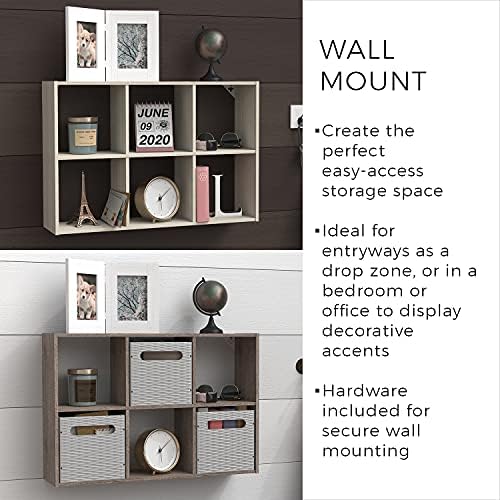 ClosetMaid 5430 Mini 6-Cube Desktop or Wall Mount Organizer, Bleached Walnut - Image 4