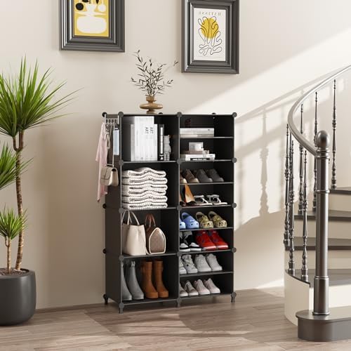 AWTATOS Closet Organizer 8 Cube Closet Storage Shelves, Black - Image 2