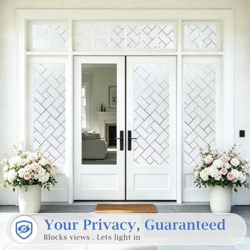 Coavas Frosted Window Privacy Film Static Cling Non-Adhesive for Glass Windows, Heat Control UV Blocking Sun Blocking Anti Glare, Day and Night Bathroom Home Office Cover, 35.4"x118" - Image 3