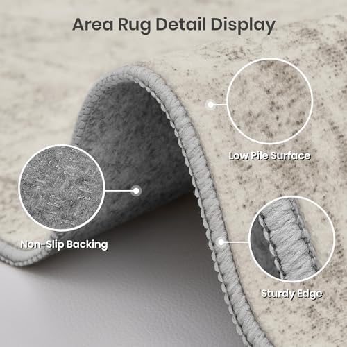 Valenrug 9x12 Area Rug, Large Abstract Washable Rugs for Living Room Beige - Image 4