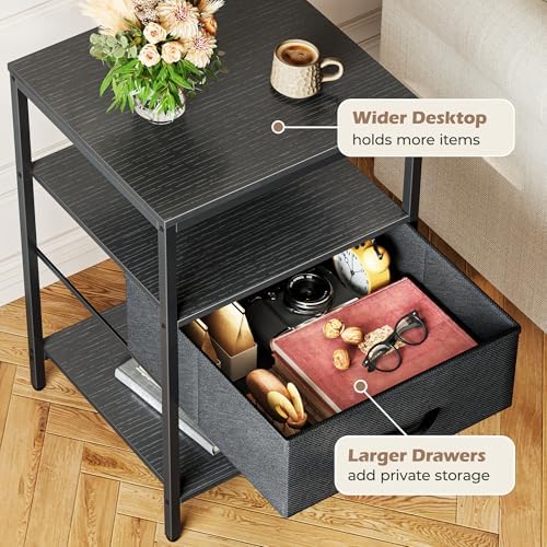 SUPERJARE Nightstand with Charging Station, USB-C Port, Bedside Table - Image 7