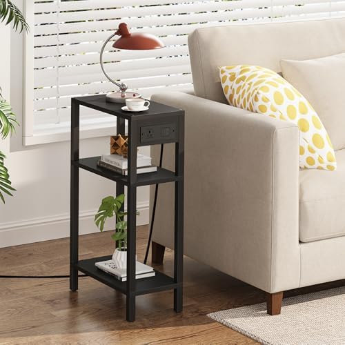 TUTOTAK Narrow Side Table, 3-Tier Small End Table with Charging Station by ChoosetutotakFurnitureBuildYourCozyHome