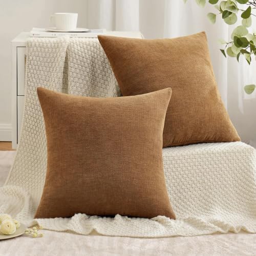 MIULEE Bronze Chenille Couch Euro Throw Pillow Covers, 22x22 - Image 3