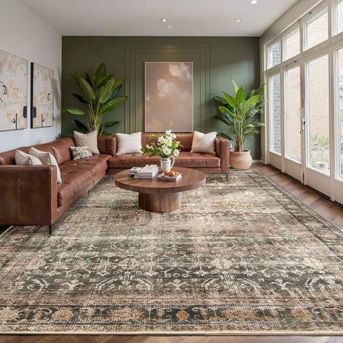 Rugxara Brown 8x10 Area Rugs for Living Room Bedroom Large Washable Rug - Image 4