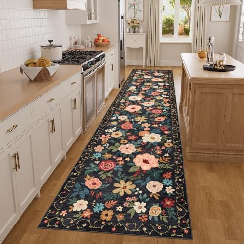 DUKINO 3x14 Washable Runner Rug, Non Slip Long Kitchen Runner Rug, Black - Image 3