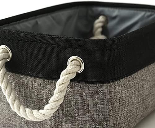 TheWarmHome Storage Basket for Organizing - 12x8x5.2 inch Small 6 Pack Collapsible Storage Bin for Shelves with Rope, Fabric Storage Cubes for Cloth Gift Toy Decorative Organizer (Black & Grey) - Image 6