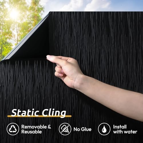 rabbitgoo Blackout Window Privacy Film, Wave Pattern, 11.8" x 78.7" - Image 5