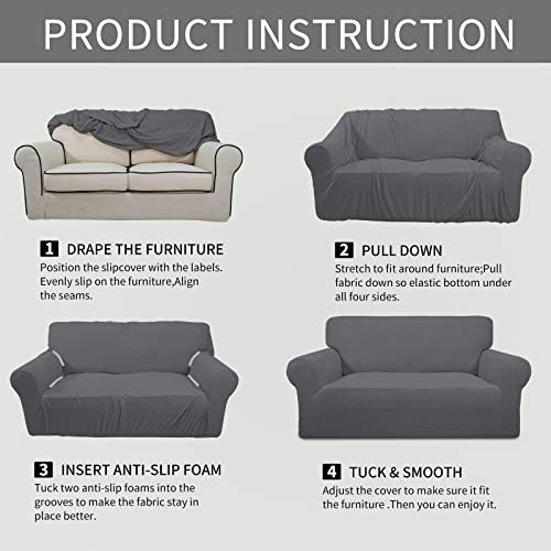 Easy-Going Stretch Oversized Sofa Couch Slipcover Washable Gray - Image 5