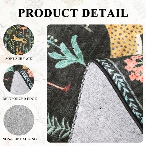 DUKINO 5x8 Area Rug for Bedroom, Soft Washable Animal Rug Non Slip, Black - Image 5