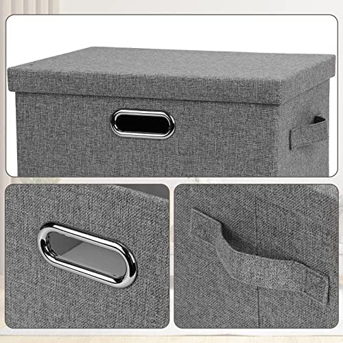 Graciadeco Medium 15" 21 Quart Collapsible Stackable Storage Bins with Lids, 5 Packs Grey Foldable Fabric Closet Boxes Heavy-duty Linen Cube Baskets Container for Bedroom Office (15 x 11 x 8) - Image 6