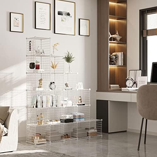 C&AHOME Wire Cube Storage, 20-Cube Organizer Metal, Wire C Grids, White - Image 2