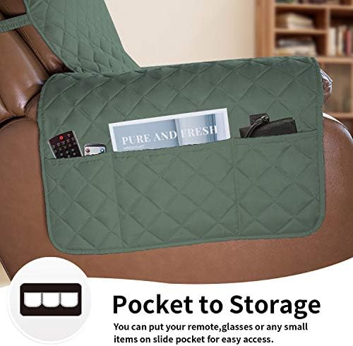 Easy-Going Reversible Couch Cover, Oversized Recliner, Cyan/Ivory - Image 3