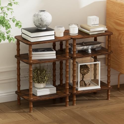 Side Table,Living Room End Tables with 3-Tier,Small Nightstand Table for Small Spaces,Sofa Side,Bedside, Bathroom,Coffee Table,Modern Bedside Table,Stable Frame,Easy Set Up (Rustic Brown) - Image 2