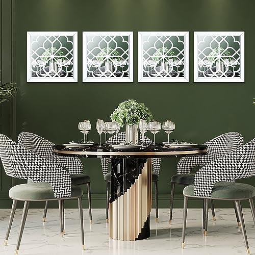 Tatuo 4 Pcs Mirrors Square Wall Mirror, Gorgeous Rustic Farmhouse Accent Mirror, Rustic for Bathroom Renovation Bedrooms Living Rooms, 12 x 12 Inch(Pure White) - Image 2