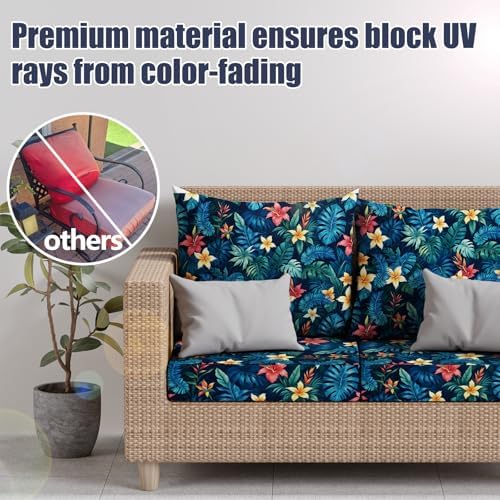 8Pcs Stretch Patio Cushion Covers, Outdoor Couch & Sofa Replacements Slipcovers for Patio Furniture Cushion Covers, Washable Reusable Furniture Protector - Image 3