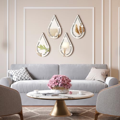 Yookeer 4 Pcs Espejos Decorativos para Sala Silver Mirror Wall Decor - Image 3