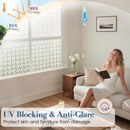 Windimiley Frosted Glass Window Privacy Film, Renter Friendly,29.5" x 157.4" - Image 5